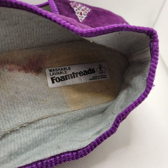 Foamtreads Purple Velvet Embroidered Slippers Vintage Hard Bottom Soft Shell - Picture 7 of 9